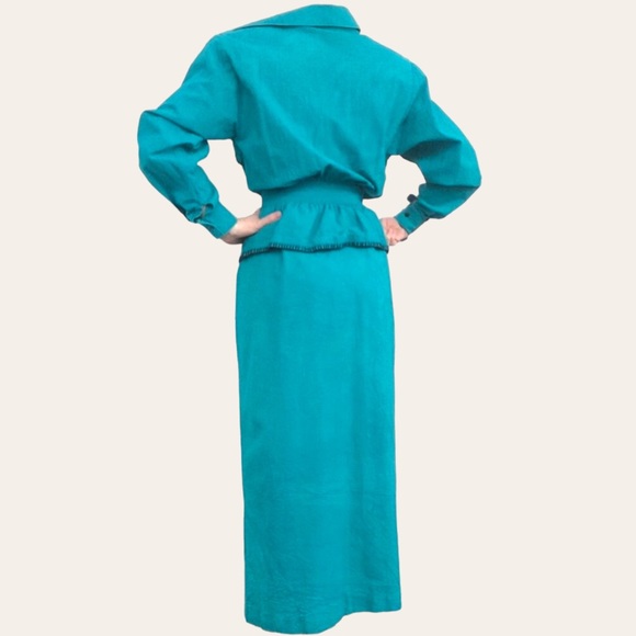 Vintage 80s Cotton Country Western Dress Choker Neck XS - Picture 2 of 4